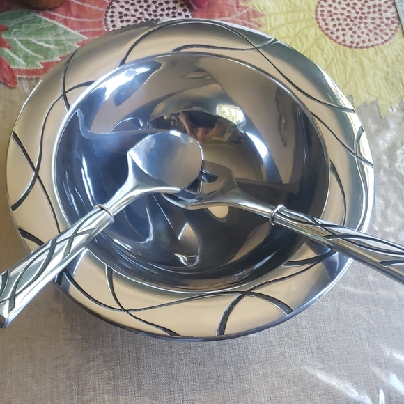 Lenox Vibe Serving Metal Bowl and Spoon Set - Picture 1 of 5